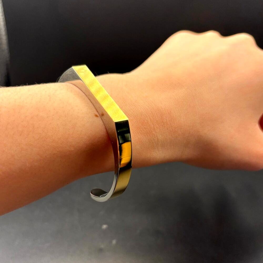 Bulova Two Tone Stainless Steel Open Cuff Bracelet Unisex Small NIB